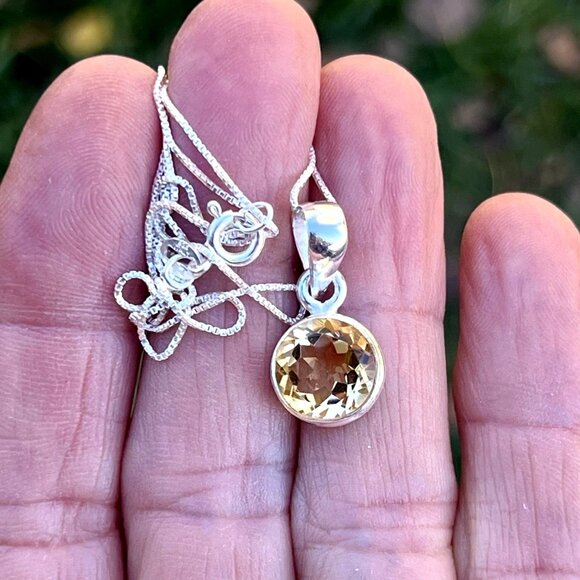 Sundance $148 NEW CITRINE NOVEMBER BIRTHDAY Sterling Silver Pendant 18" Necklace - Picture 4 of 11